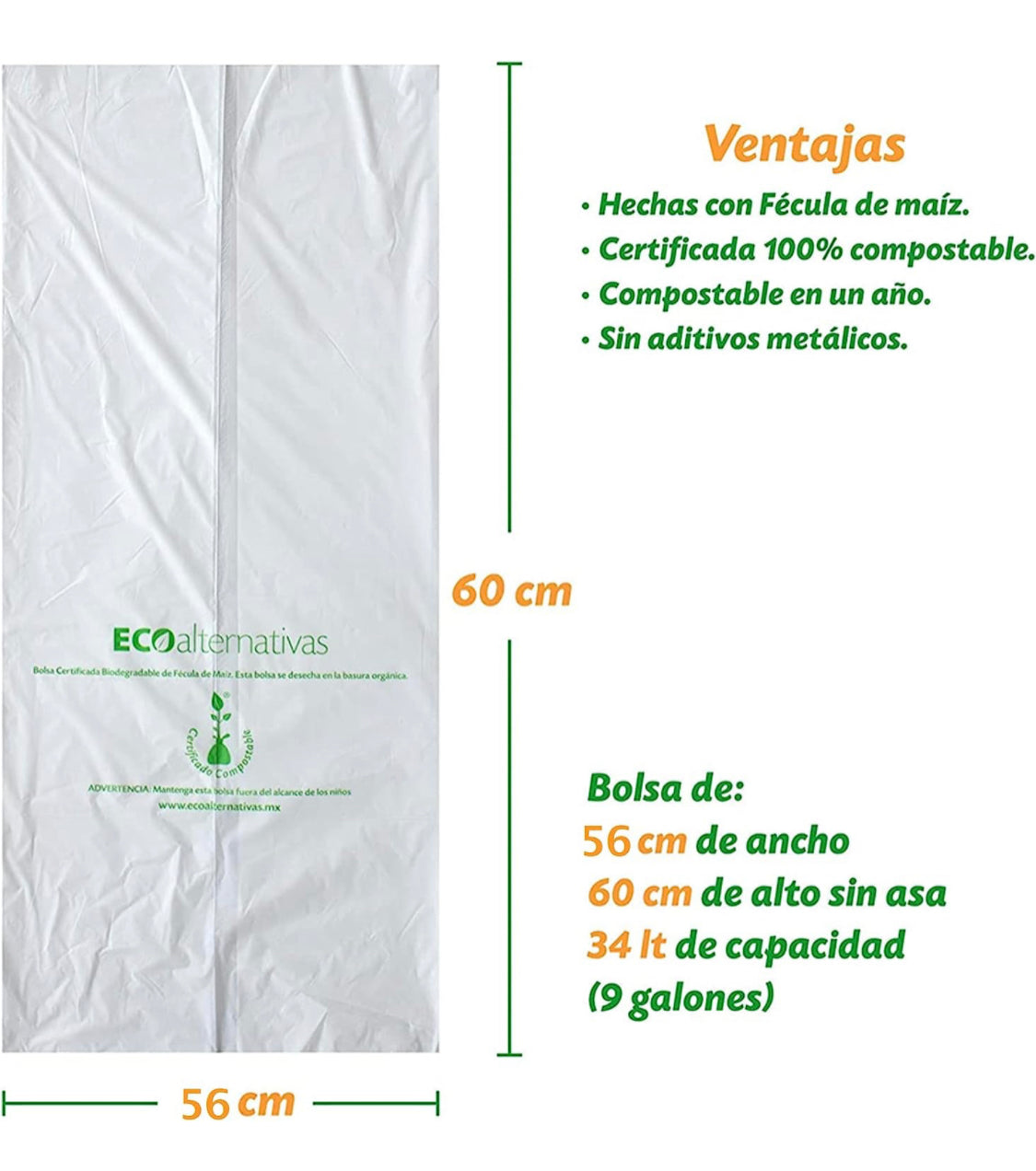 Bolsas Compostables y Biodegradables para Basura Medianas