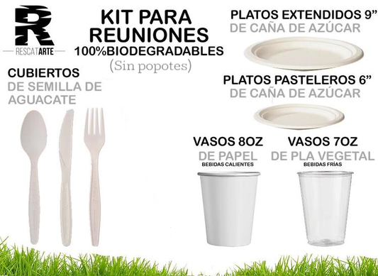 Kit Completo para Reuniones (100% Biodegradables) SIN POPOTES