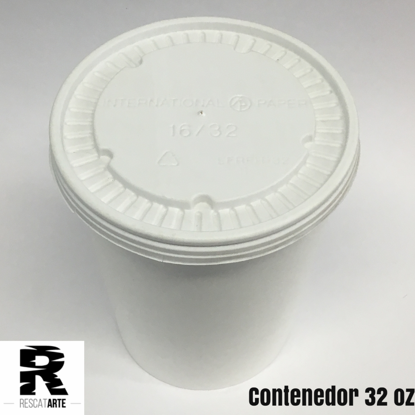 Contenedor desechable de 32 oz con tapa, elaborada en papel- 100% biodegradable